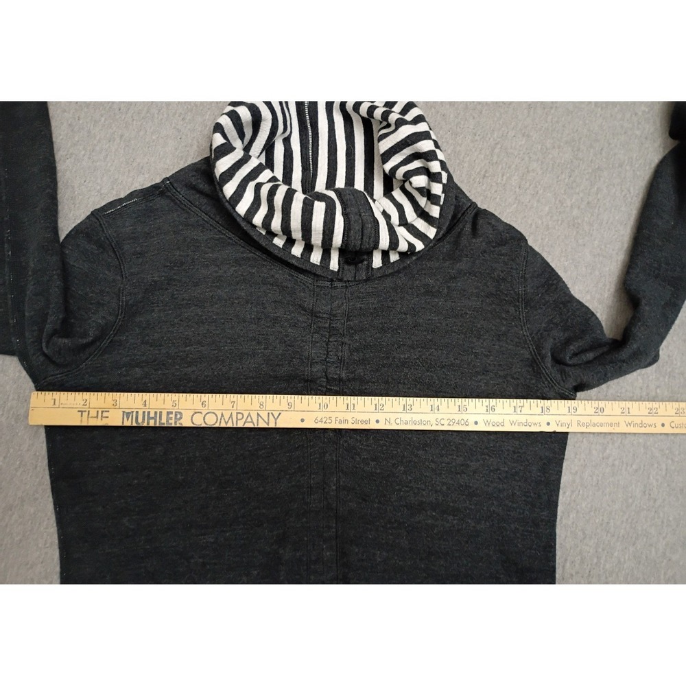 Lululemon In a Cinch Reversible Cowl Pullover Grey Striped Thumb Sweatshirt M/L - Picture 11 of 11